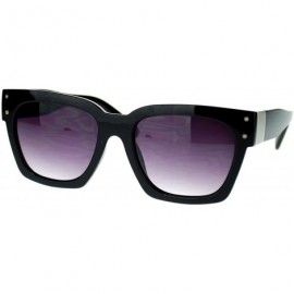 Square Designer Fashion Sunglasses Bold Retro Square Frame Unisex - Black Silver - CT11P3LUJR7 $12.14