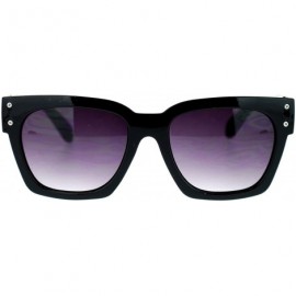 Square Designer Fashion Sunglasses Bold Retro Square Frame Unisex - Black Silver - CT11P3LUJR7 $12.14