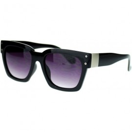 Square Designer Fashion Sunglasses Bold Retro Square Frame Unisex - Black Silver - CT11P3LUJR7 $12.14