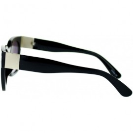 Square Designer Fashion Sunglasses Bold Retro Square Frame Unisex - Black Silver - CT11P3LUJR7 $12.14