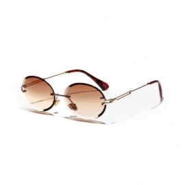 Oval 1Pair Diamond Cut Retro Oval Sunglasses Female Borderless Glasses Decor Gifts - Brown - C7199QIUQO5 $16.85