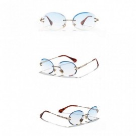 Oval 1Pair Diamond Cut Retro Oval Sunglasses Female Borderless Glasses Decor Gifts - Brown - C7199QIUQO5 $8.09