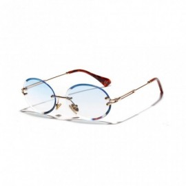 Oval 1Pair Diamond Cut Retro Oval Sunglasses Female Borderless Glasses Decor Gifts - Brown - C7199QIUQO5 $8.09