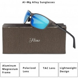 Rectangular Unisex Retro Driving Polarized Sports Sunglasses Al-Mg Metal Frame UV Protection - Ice Blue Lens/Gun Frame - C418...