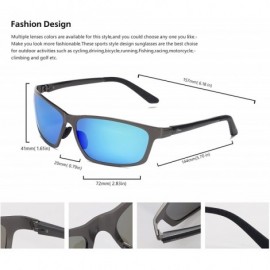 Rectangular Unisex Retro Driving Polarized Sports Sunglasses Al-Mg Metal Frame UV Protection - Ice Blue Lens/Gun Frame - C418...