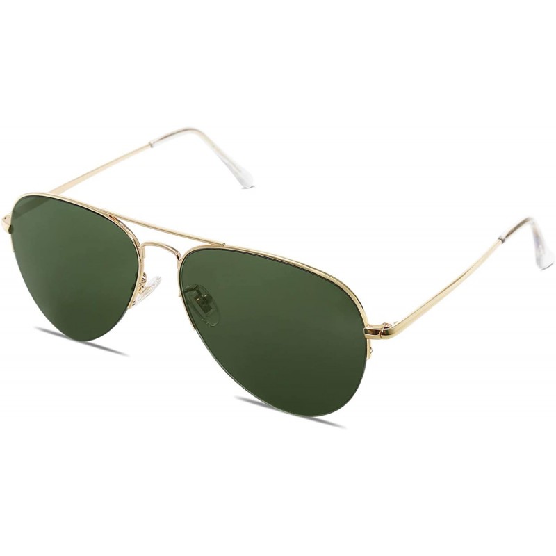 Round Men's Women's Aviator Sunglasses - Classic Half Rim Metal - INSPIRATION SJ1106 - C5 Gold Frame/G15 Lens - C318N83EWL0 $...