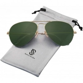 Round Men's Women's Aviator Sunglasses - Classic Half Rim Metal - INSPIRATION SJ1106 - C5 Gold Frame/G15 Lens - C318N83EWL0 $...