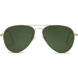 Round Men's Women's Aviator Sunglasses - Classic Half Rim Metal - INSPIRATION SJ1106 - C5 Gold Frame/G15 Lens - C318N83EWL0 $...