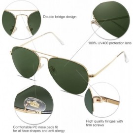 Round Men's Women's Aviator Sunglasses - Classic Half Rim Metal - INSPIRATION SJ1106 - C5 Gold Frame/G15 Lens - C318N83EWL0 $...