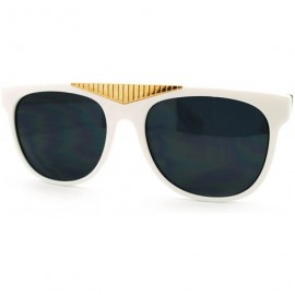 Wayfarer Fancy Gold Triangle Flat Top Sunglasses Hot Celebrity Fashion - White - CZ11FSFDXKX $7.93