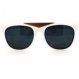 Wayfarer Fancy Gold Triangle Flat Top Sunglasses Hot Celebrity Fashion - White - CZ11FSFDXKX $7.93