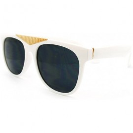 Wayfarer Fancy Gold Triangle Flat Top Sunglasses Hot Celebrity Fashion - White - CZ11FSFDXKX $7.93