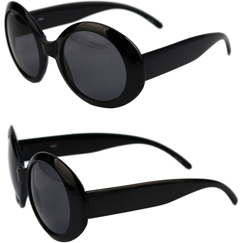 Oval Womens Fashion Circle Round Jackie O Bold Chic Sunglasses P547 - Black - CL11JP1V67N $7.53