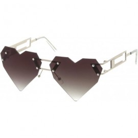 Rimless Oversize Laser Cut Metal Arms Rivet Neutral Colored Lens Heart Sunglasses 60mm - Silver / Lavender - CA183K929D3 $14.08