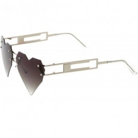 Rimless Oversize Laser Cut Metal Arms Rivet Neutral Colored Lens Heart Sunglasses 60mm - Silver / Lavender - CA183K929D3 $14.08