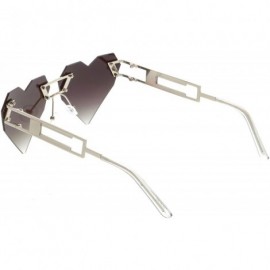Rimless Oversize Laser Cut Metal Arms Rivet Neutral Colored Lens Heart Sunglasses 60mm - Silver / Lavender - CA183K929D3 $14.08
