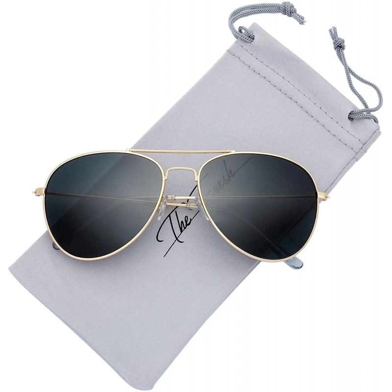 Aviator Classic Metal Frame Polarized Lens Aviator Sunglasses with Gift Box - 10-gold - CH194R2ZI9R $13.90