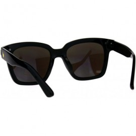 Rectangular Womens Boyfriend Skeleton Hand Thick Horn Rim Hipster Sunglasses - Black Blue Mirror - C318DK45R9R $14.89