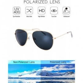 Aviator Classic Metal Frame Polarized Lens Aviator Sunglasses with Gift Box - 10-gold - CH194R2ZI9R $13.90