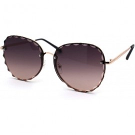 Butterfly Womens Flower Petal Bevel Lens Butterfly Sunglasses - Gold Black Brown - CB18ZMGMC03 $11.85