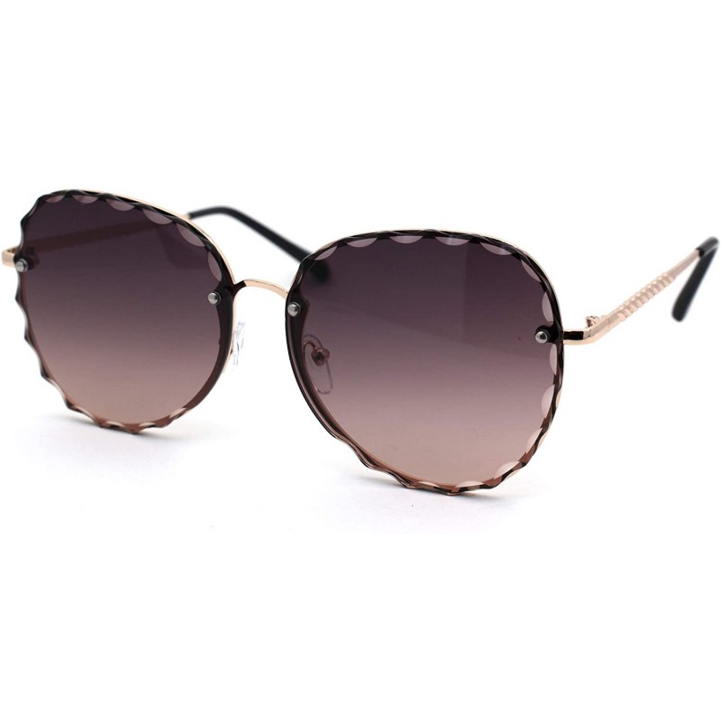 Butterfly Womens Flower Petal Bevel Lens Butterfly Sunglasses - Gold Black Brown - CB18ZMGMC03 $11.85