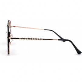 Butterfly Womens Flower Petal Bevel Lens Butterfly Sunglasses - Gold Black Brown - CB18ZMGMC03 $11.85