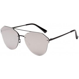 Oval Women's Retro Cat Eye Oval Shades Frame UV Protection Polarized Sunglasses - Silver - CF18E7KAR4I $16.05