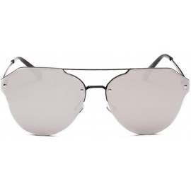 Oval Women's Retro Cat Eye Oval Shades Frame UV Protection Polarized Sunglasses - Silver - CF18E7KAR4I $16.05