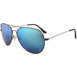 Aviator Polarized Metal Sunglasses Classic UV400 Sun Glasses - Z3001 - C8 Gun/Ice Blue Lens - CP189NA6LD5 $11.99