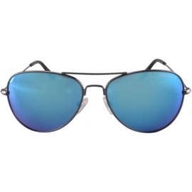 Aviator Polarized Metal Sunglasses Classic UV400 Sun Glasses - Z3001 - C8 Gun/Ice Blue Lens - CP189NA6LD5 $11.99