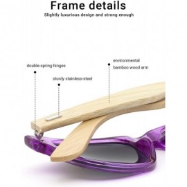 Wayfarer Fashion Square Bamboo Wood Mirrored Sunglasses for Men Women - Shallow Purple Frames/Purple Lens - CF183IIAL33 $15.83