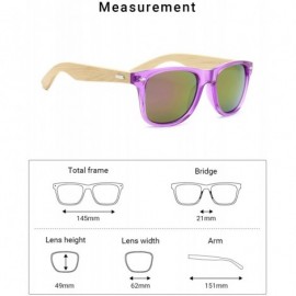 Wayfarer Fashion Square Bamboo Wood Mirrored Sunglasses for Men Women - Shallow Purple Frames/Purple Lens - CF183IIAL33 $15.83