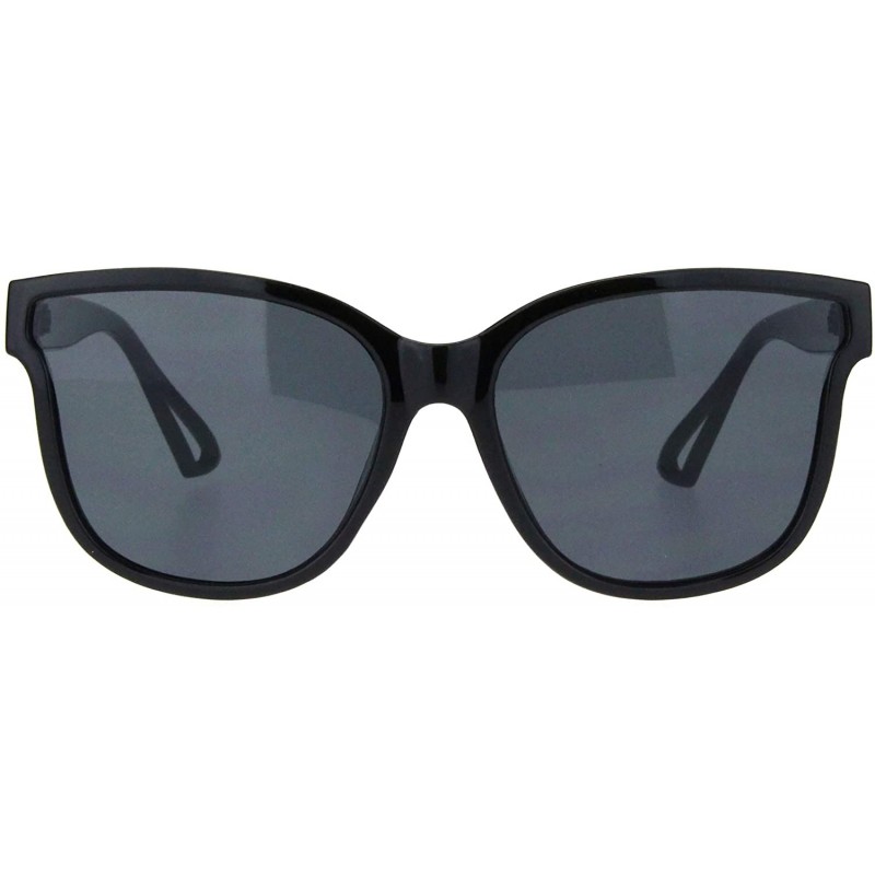 Butterfly Womens Square Butterfly Sunglasses Classy Modern Fashion Shades UV 400 - Shiny Black (Black) - C41936DKKWI $14.82