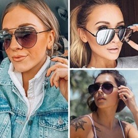 Aviator Oversized Flat Lens Fashion Designer Inspired Aviator Sunglasses - Black Frame/Mirror Silver Lens - CF184XL4MU5 $22.84