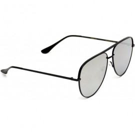 Aviator Oversized Flat Lens Fashion Designer Inspired Aviator Sunglasses - Black Frame/Mirror Silver Lens - CF184XL4MU5 $22.84