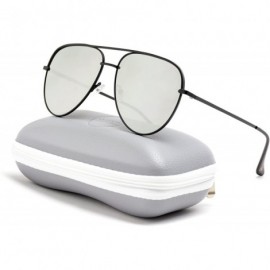Aviator Oversized Flat Lens Fashion Designer Inspired Aviator Sunglasses - Black Frame/Mirror Silver Lens - CF184XL4MU5 $22.84