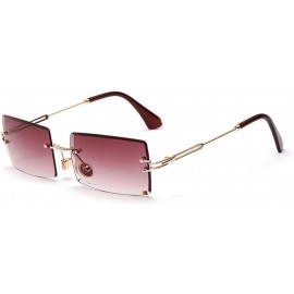 Rectangular Rectangle Sunglasses Women Rimless Square Sun Glasses for Women Summer UV400 - Purple Grey - CJ18YS7TIKU $23.05