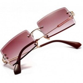 Rectangular Rectangle Sunglasses Women Rimless Square Sun Glasses for Women Summer UV400 - Purple Grey - CJ18YS7TIKU $10.73