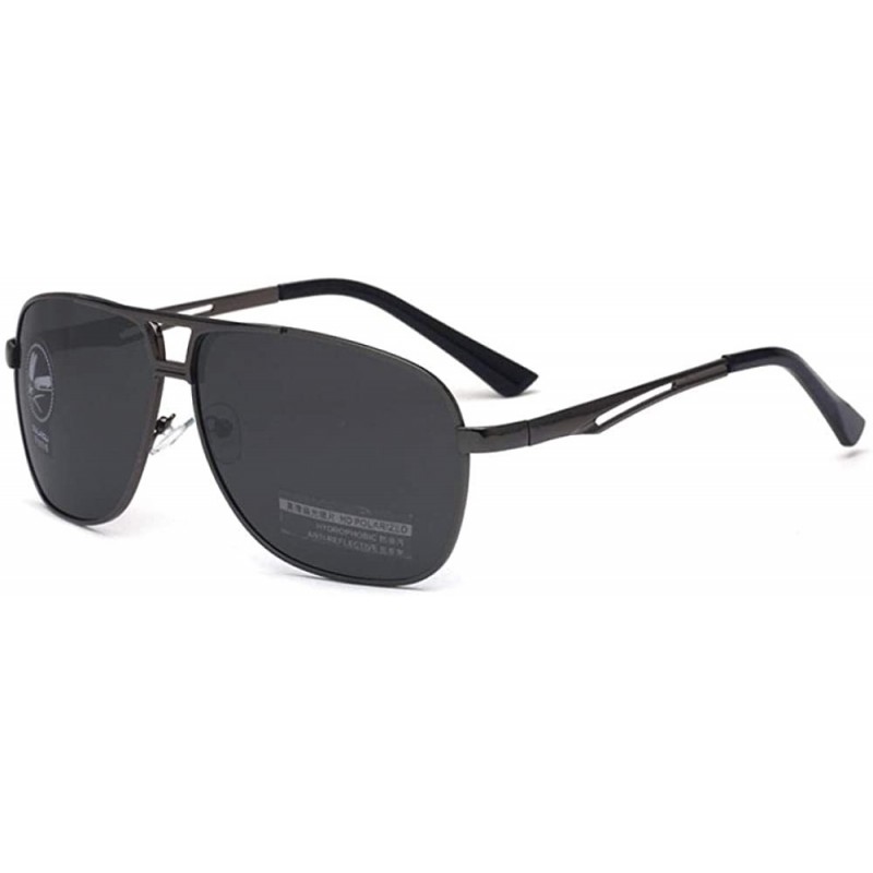 Oval Polarized sunglasses metal men's hollow outdoor driving glasses fishing sunglasses - C3 Gun Grey - CU190MS7NYC $34.96