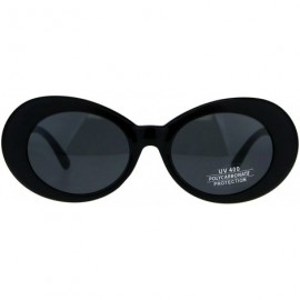 Round Womens Mod Oval Thick Plastic Round Chic Sunglasses - All Black - CD180Q9OMIK $10.27