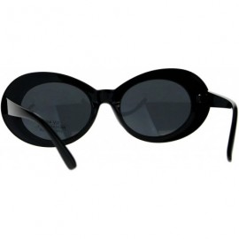Round Womens Mod Oval Thick Plastic Round Chic Sunglasses - All Black - CD180Q9OMIK $10.27