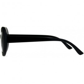Round Womens Mod Oval Thick Plastic Round Chic Sunglasses - All Black - CD180Q9OMIK $10.27