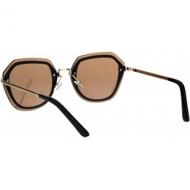 Rimless Womens Exposed Lens Pentagon Luxury Butterfly Shape Sunglasses - Light Brown - CG18HSLRKM2 $14.91