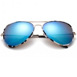 Aviator "Toi" Classic Pilot Style Fashion Sunglasses with Flash Lens - Light Blue - CN12MCS6VK7 $9.33