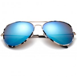Aviator "Toi" Classic Pilot Style Fashion Sunglasses with Flash Lens - Light Blue - CN12MCS6VK7 $9.33