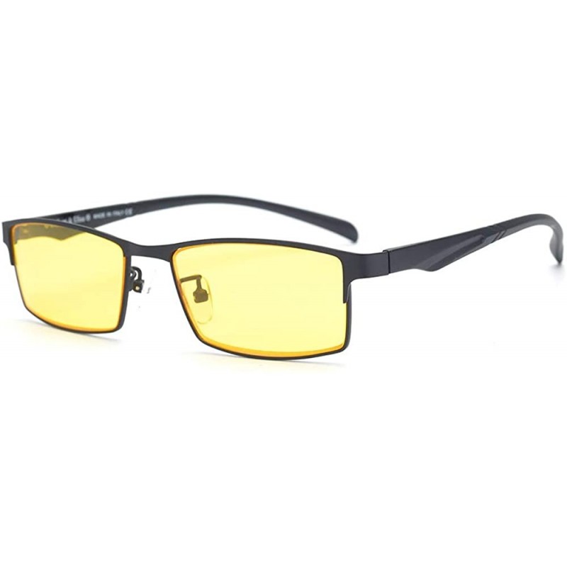 Rectangular HD Night Vision Glasses for Driving with Polarized Anti Glare lens for Men/Women - CK18QXUX23G $14.48
