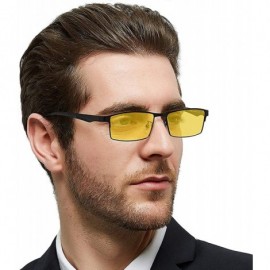 Rectangular HD Night Vision Glasses for Driving with Polarized Anti Glare lens for Men/Women - CK18QXUX23G $14.48