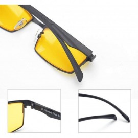 Rectangular HD Night Vision Glasses for Driving with Polarized Anti Glare lens for Men/Women - CK18QXUX23G $14.48