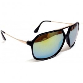 Aviator Black & Gold Mobster Aviator Sunglasses Iridium Lenses - C811UOIZ61D $9.73