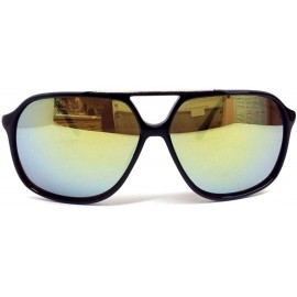 Aviator Black & Gold Mobster Aviator Sunglasses Iridium Lenses - C811UOIZ61D $9.73